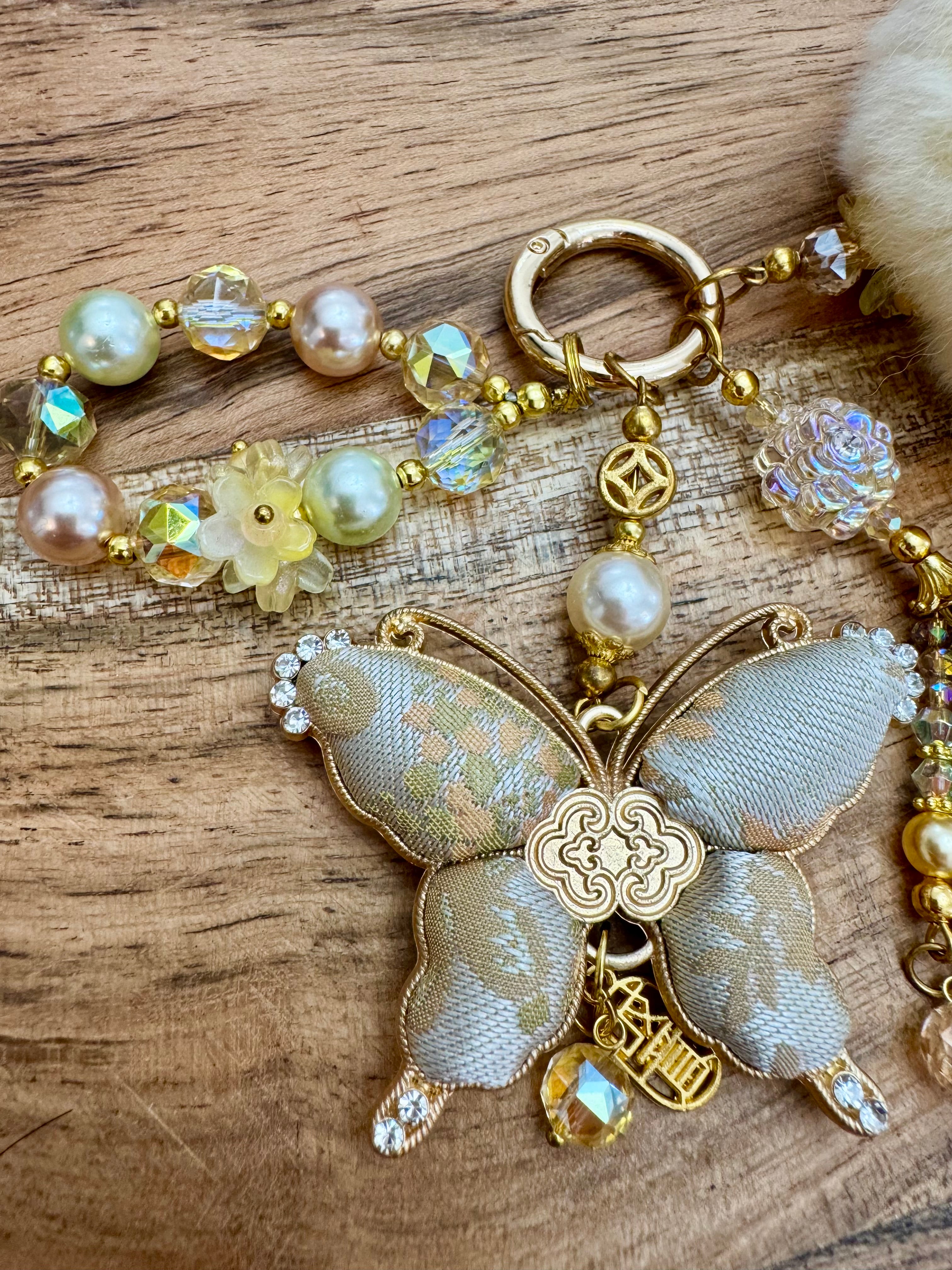 Silk Oriental Butterfly Bag Charm