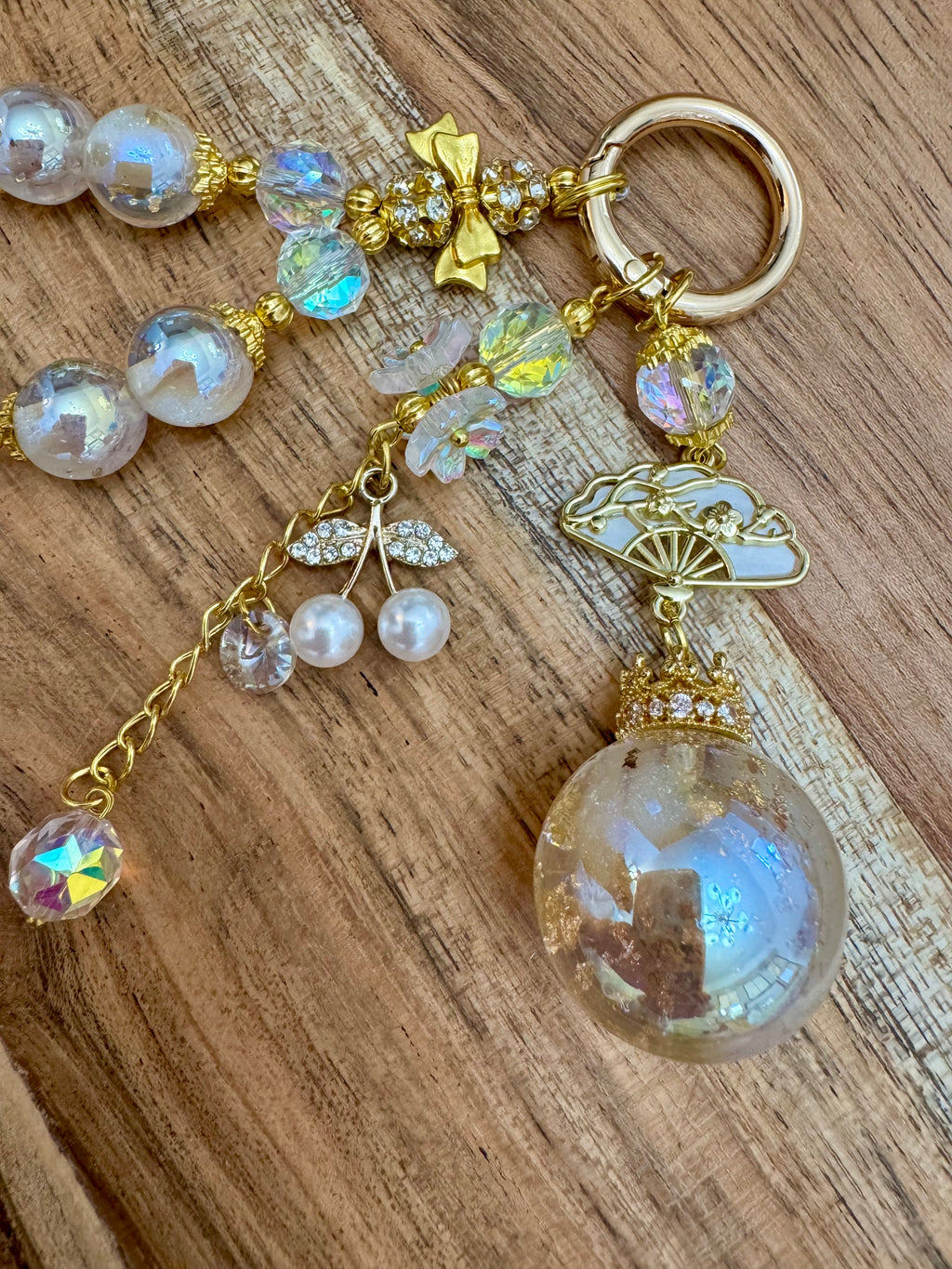 Champagne Oriental Fan Charm