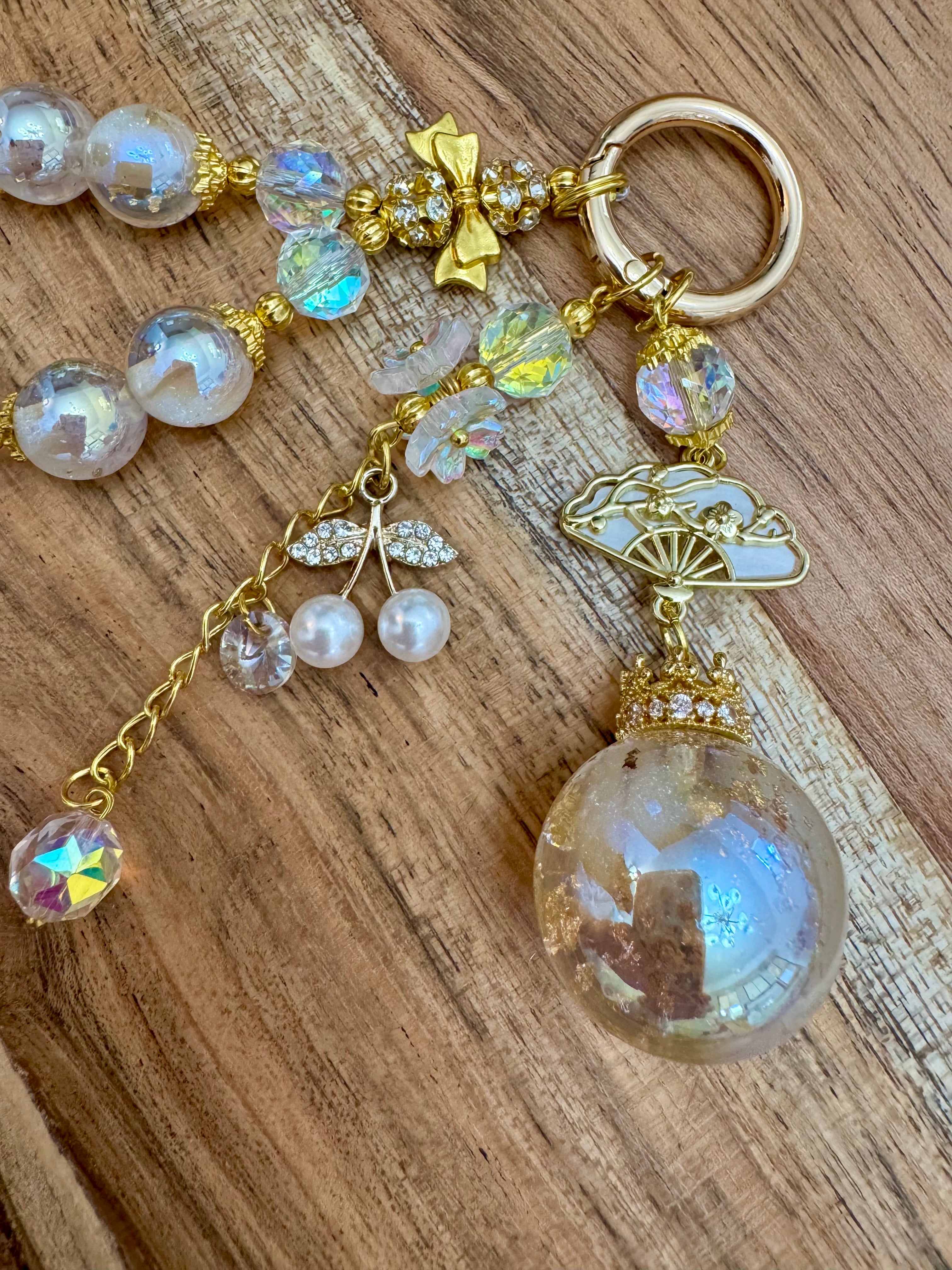 Champagne Oriental Fan Charm