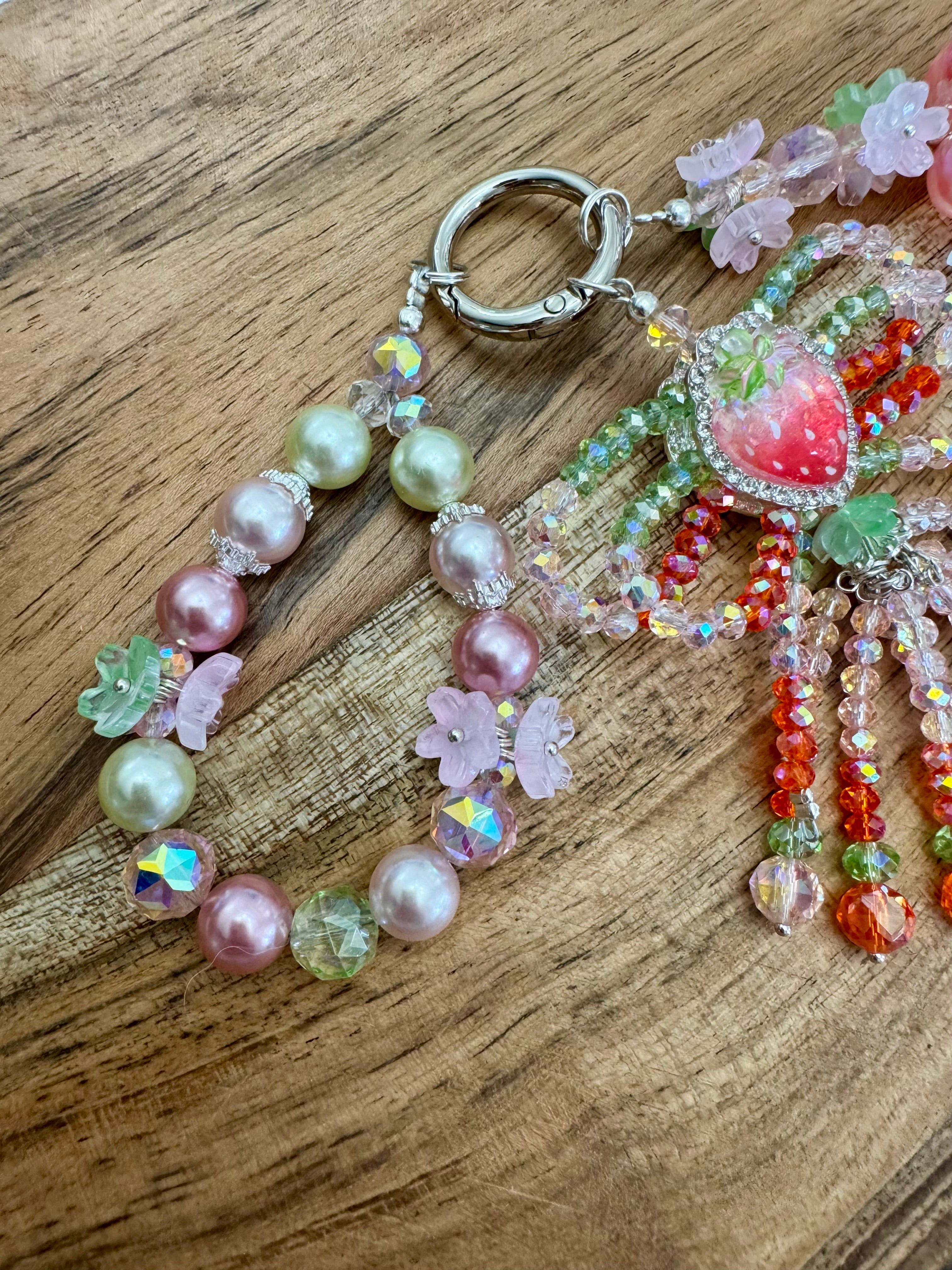 Crystal Strawberry Bag Charm