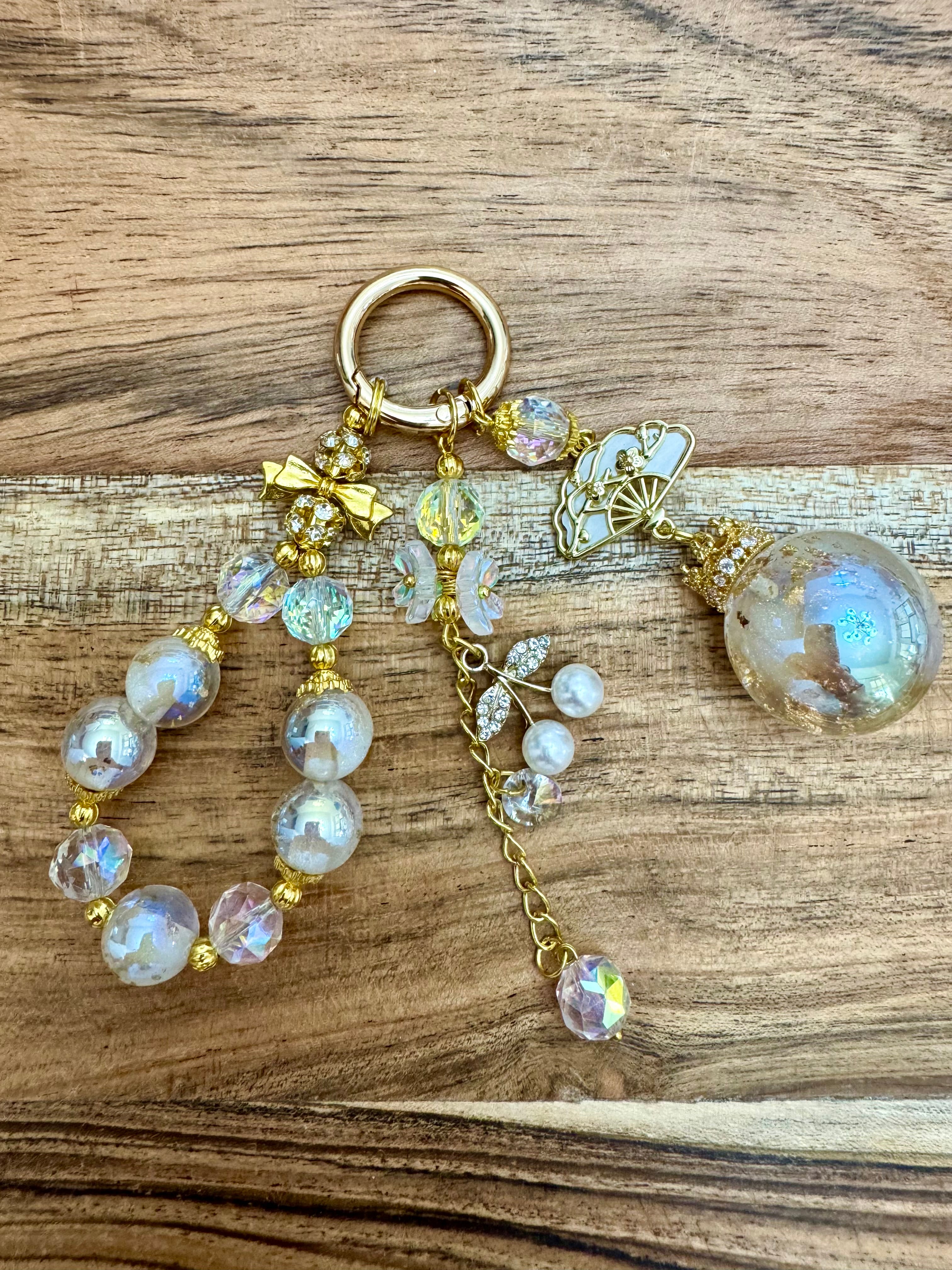 Champagne Oriental Fan Charm