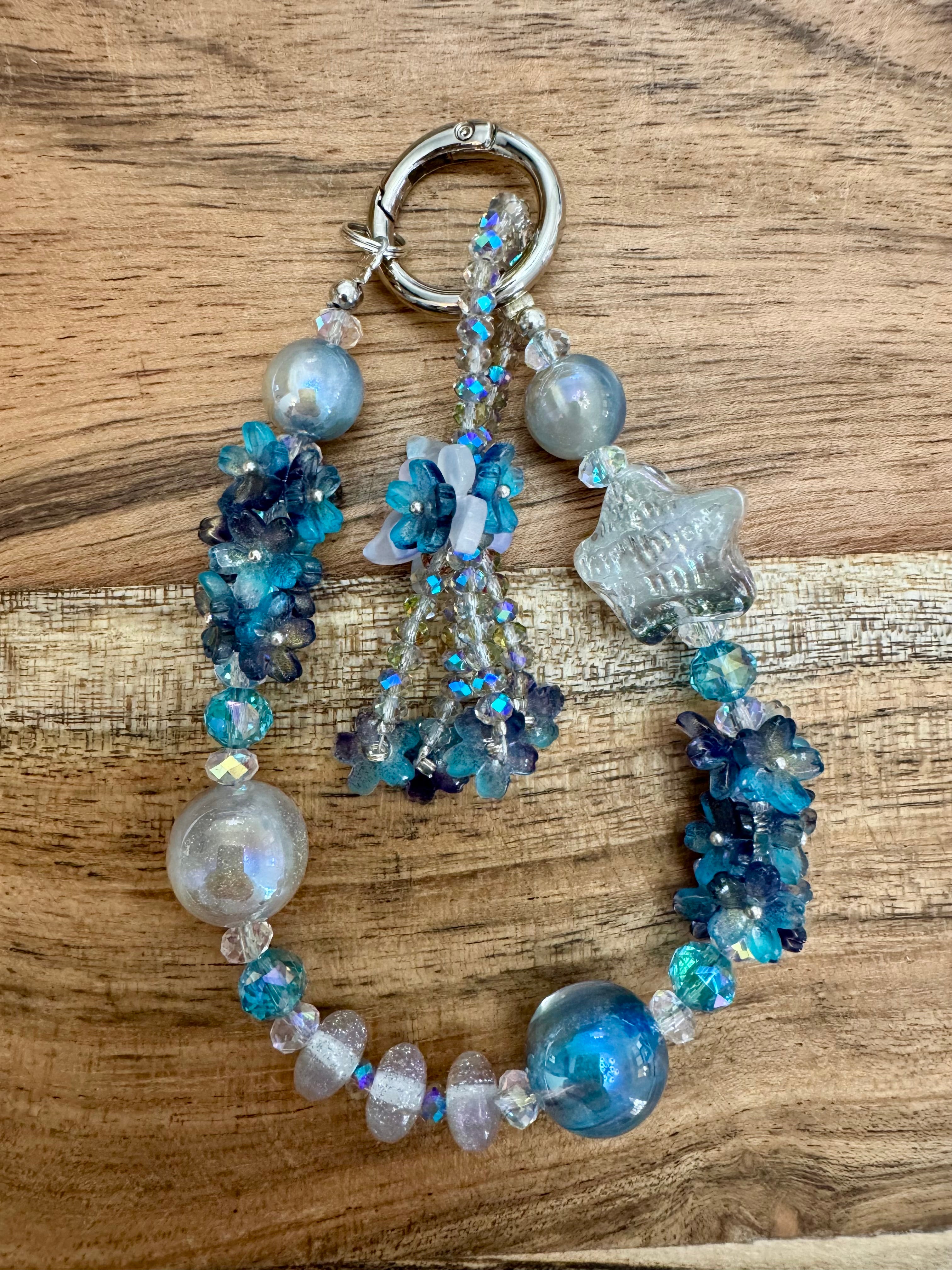 Teal Flower Fancy Phone Chain