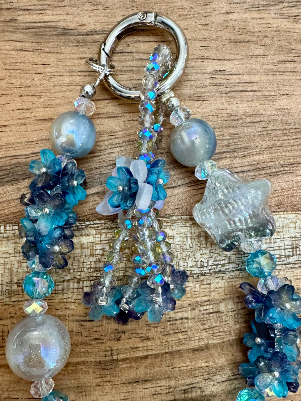 Teal Flower Fancy Phone Chain