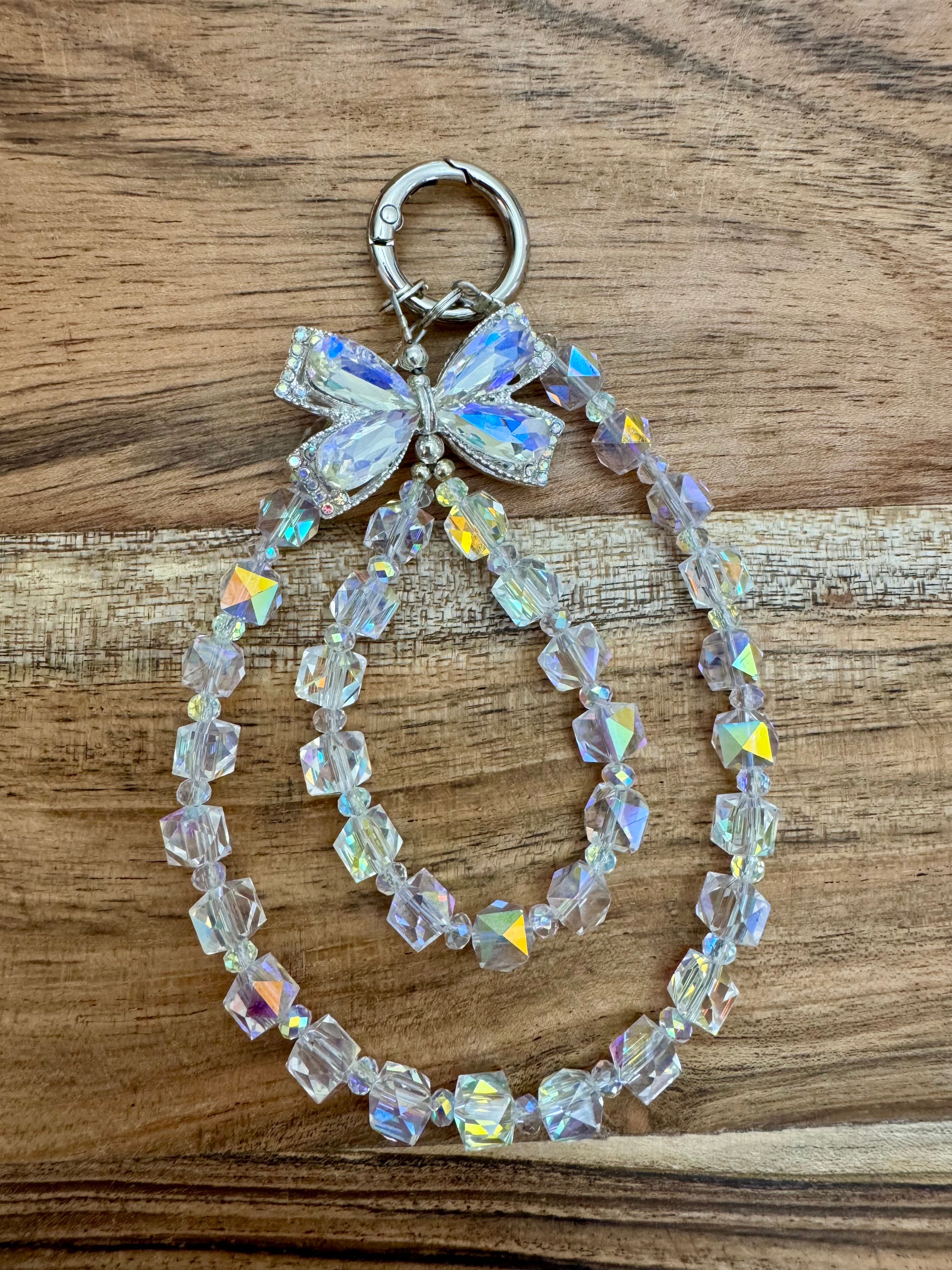 Diamond White Bow Phone Chain