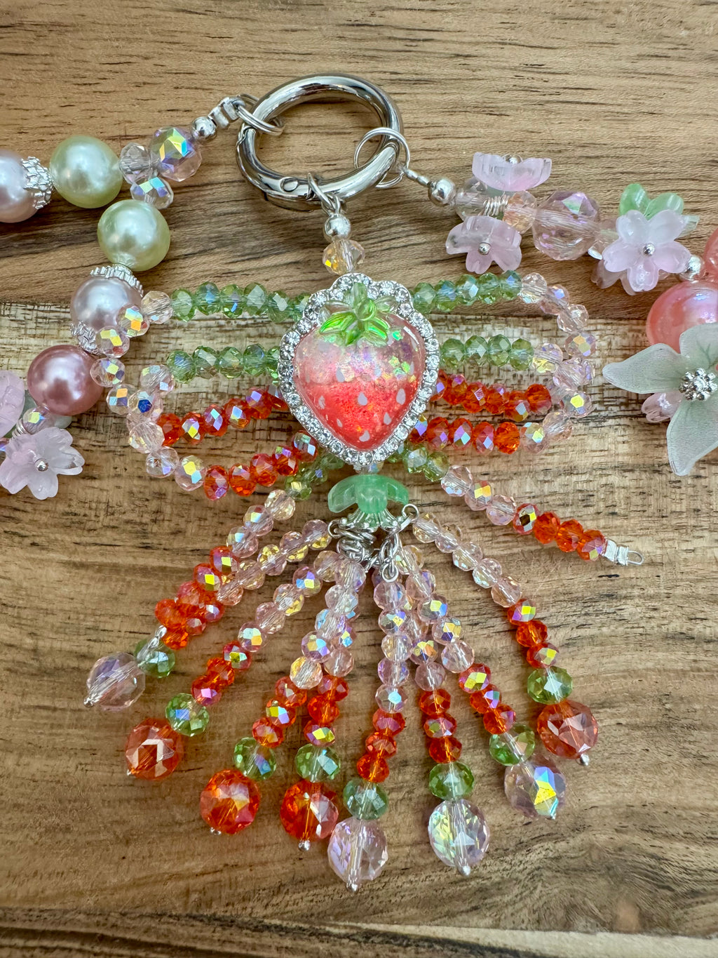 Crystal Strawberry Bag Charm