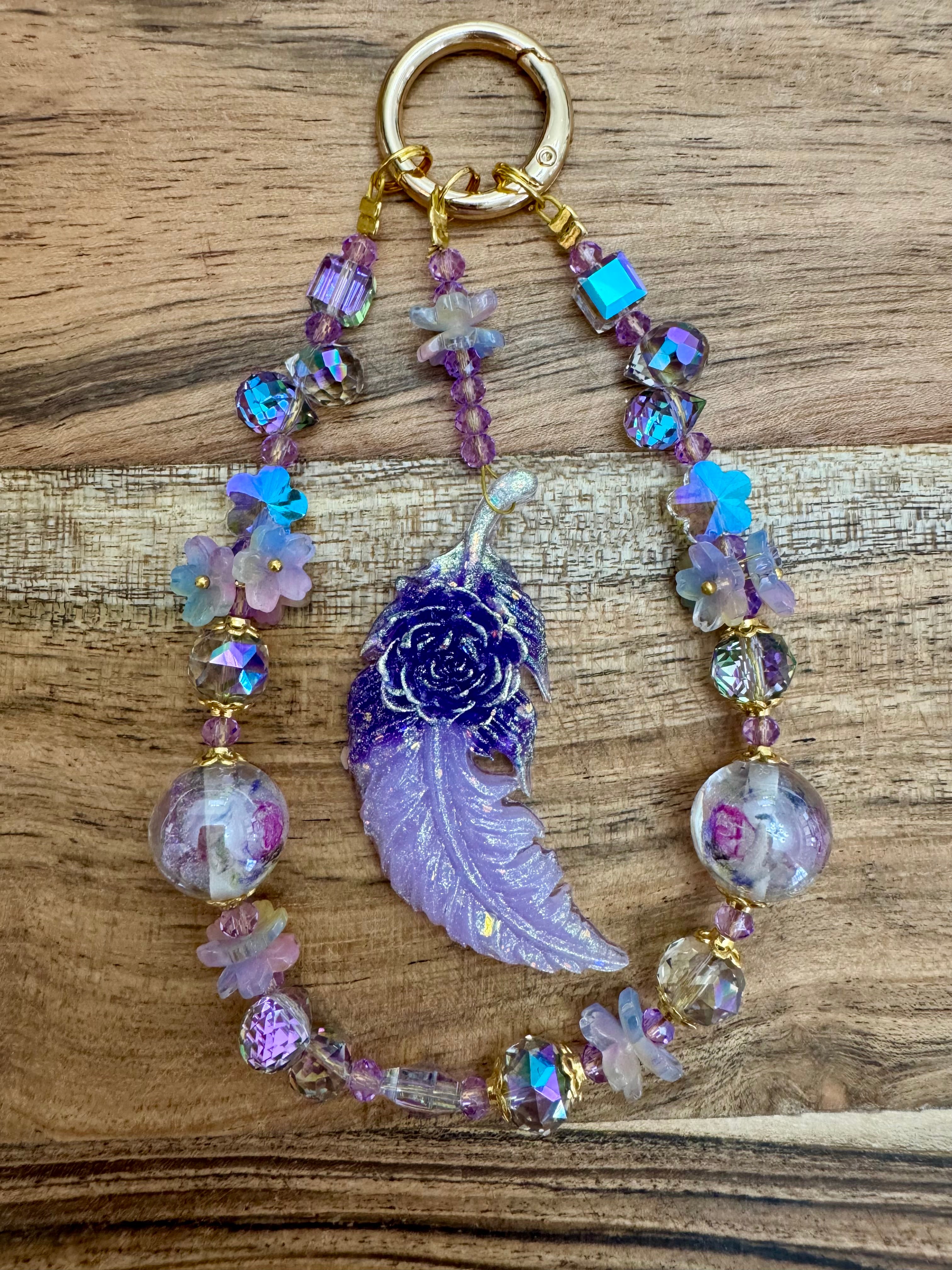 Purple Feather Phone Chain