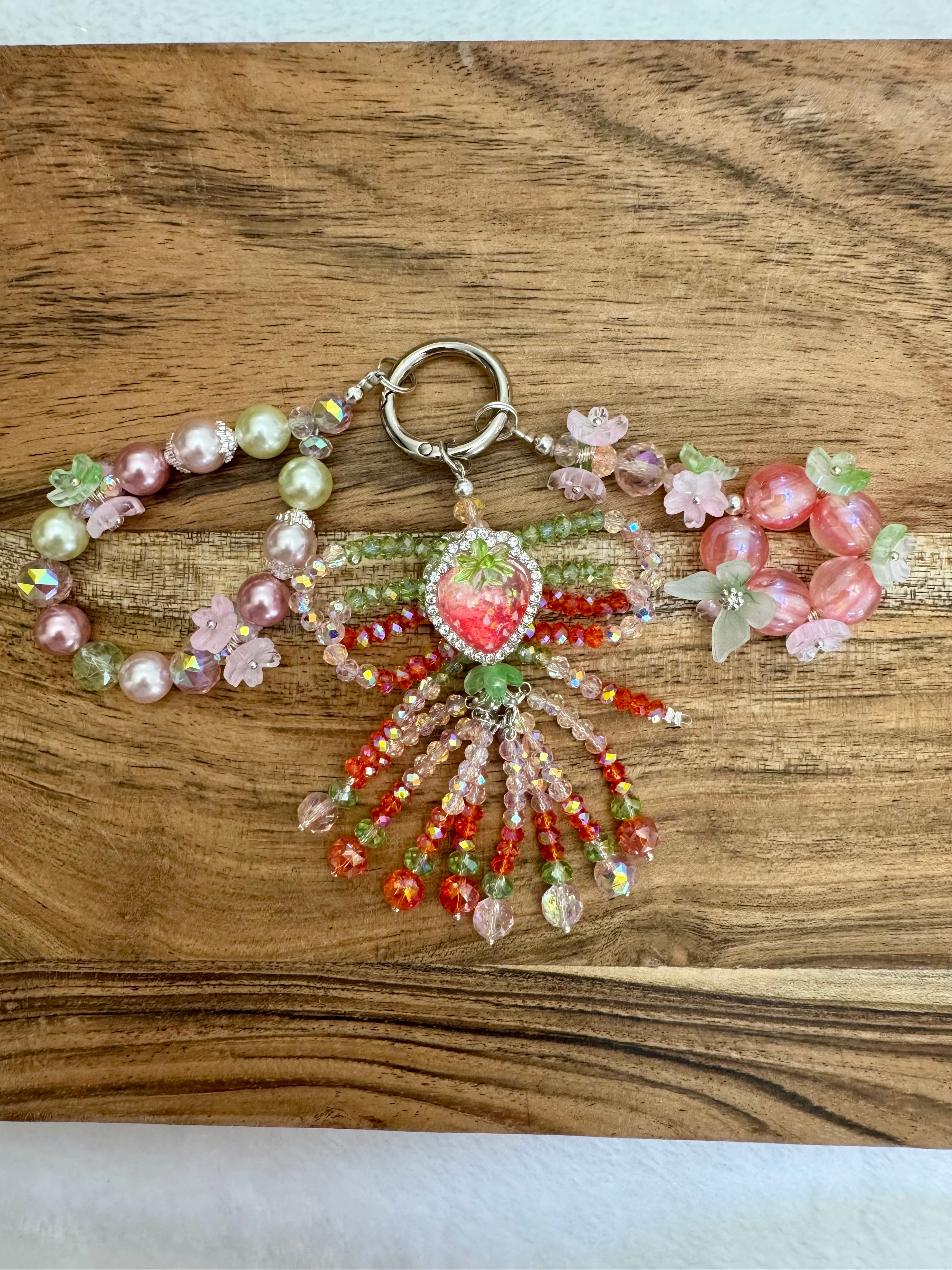 Crystal Strawberry Bag Charm