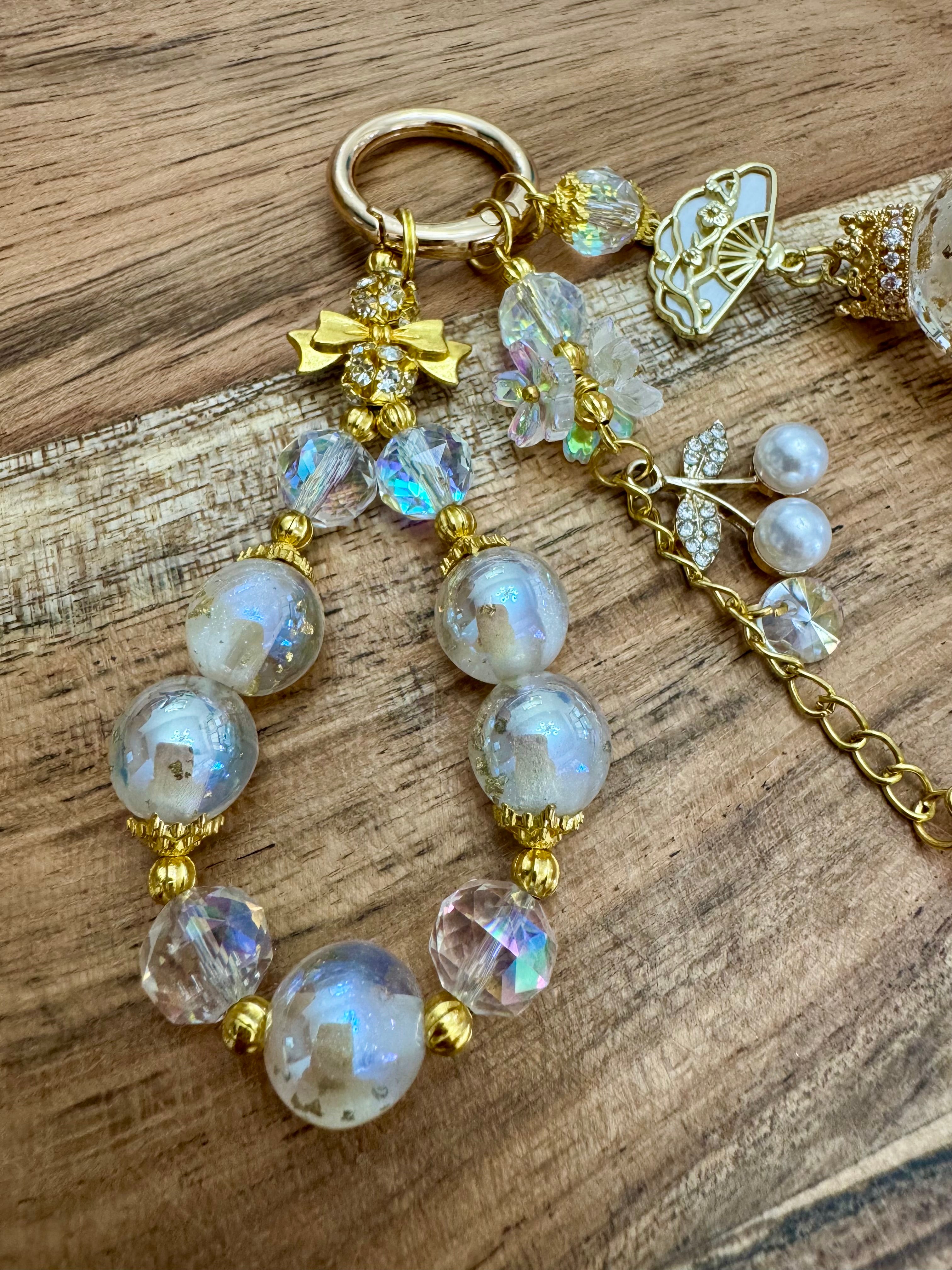 Champagne Oriental Fan Charm